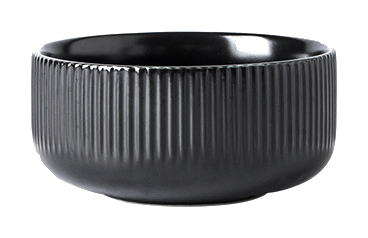 4.5-inch Rice Bowl in black ribbed glaze