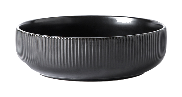 7-inch Salad Bowl in black ribbed glaze