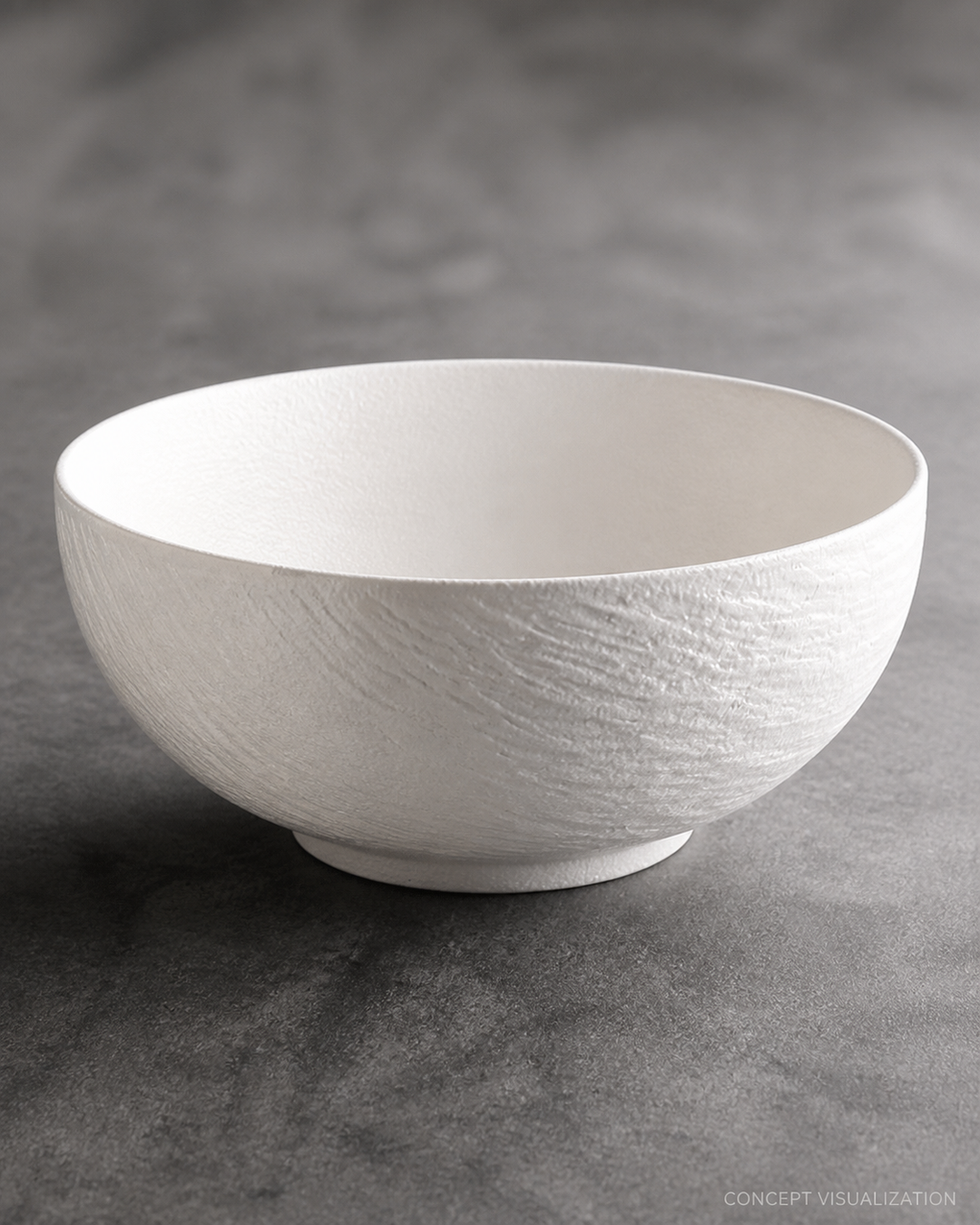 Approved concept detail of the large soup bowl surface, rim and relief