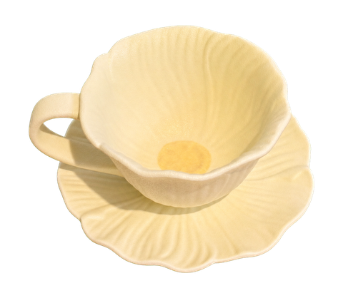 Fine Rim cup and saucer in soft yellow petal relief