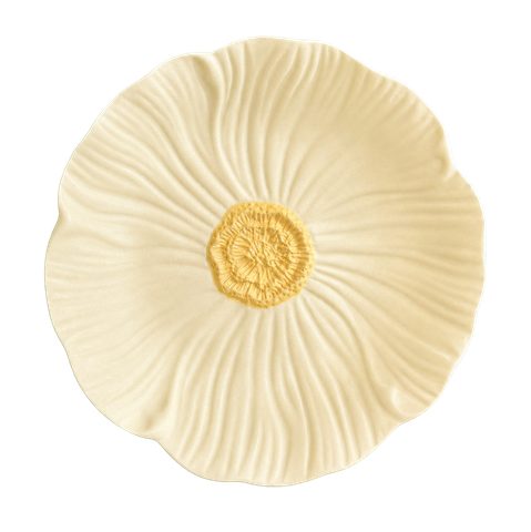 Fine Rim 8-inch plate in soft yellow petal relief