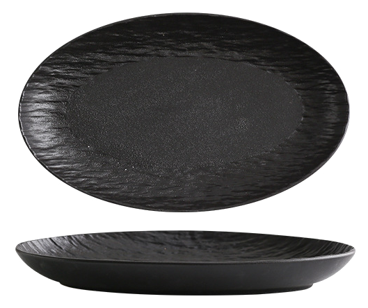 Shadow Grain 12-inch oval fish platter shown from above and the side