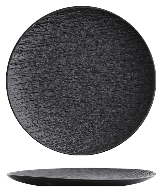 Shadow Grain 10-inch flat plate shown from above and the side
