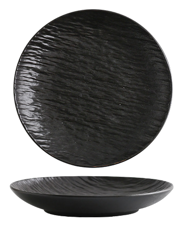 Shadow Grain 8-inch round plate shown from above and the side