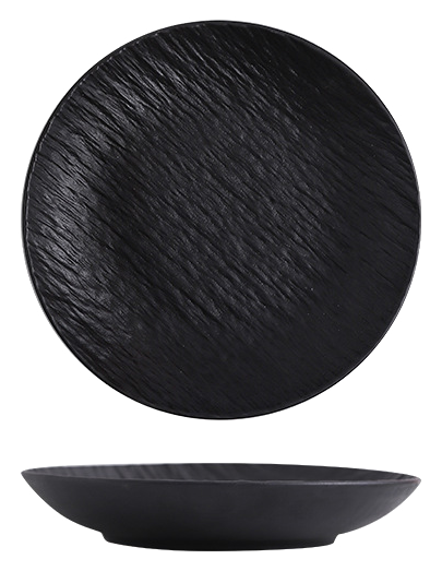Shadow Grain 10-inch deep plate shown from above and the side