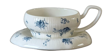 Ivory Lace blue rose cup and saucer SKU-03