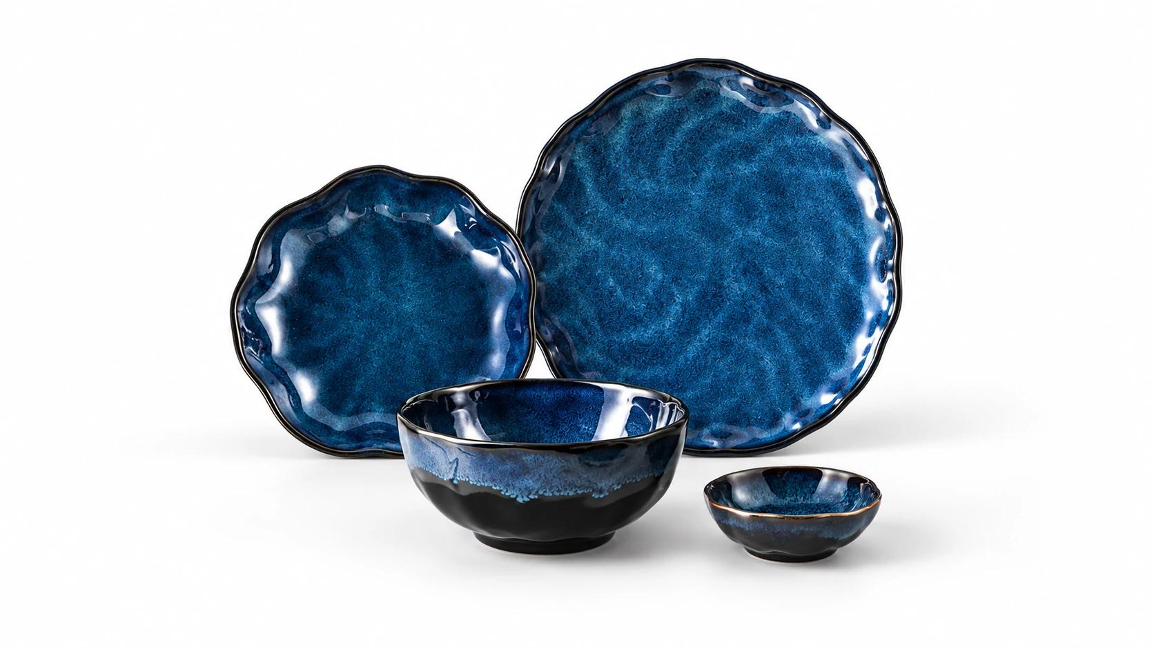 Deep Crest plates and bowls centred as a coordinated collection