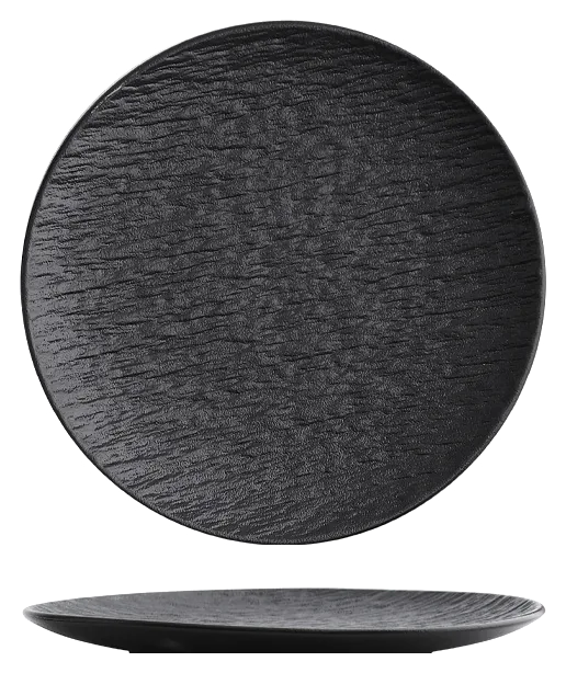 Shadow Grain 10-inch flat plate shown from above and the side