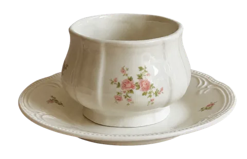 Blush Posy handleless cup and saucer SKU-01