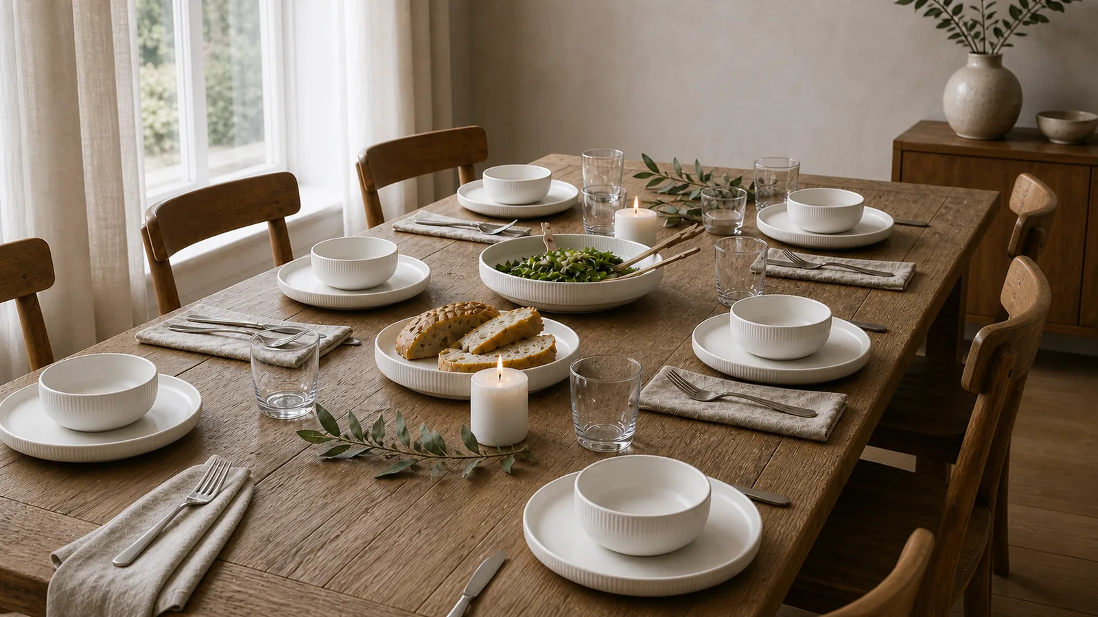 Soft Horizon table setting
