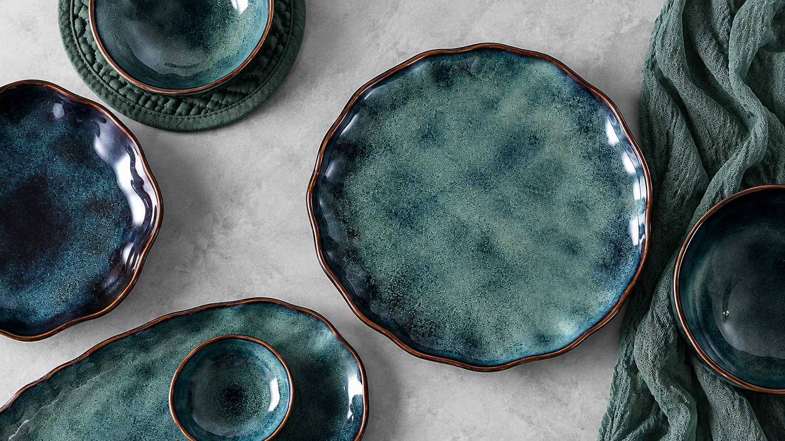 Close view of Ember Rim glaze, warm rim and organic edges