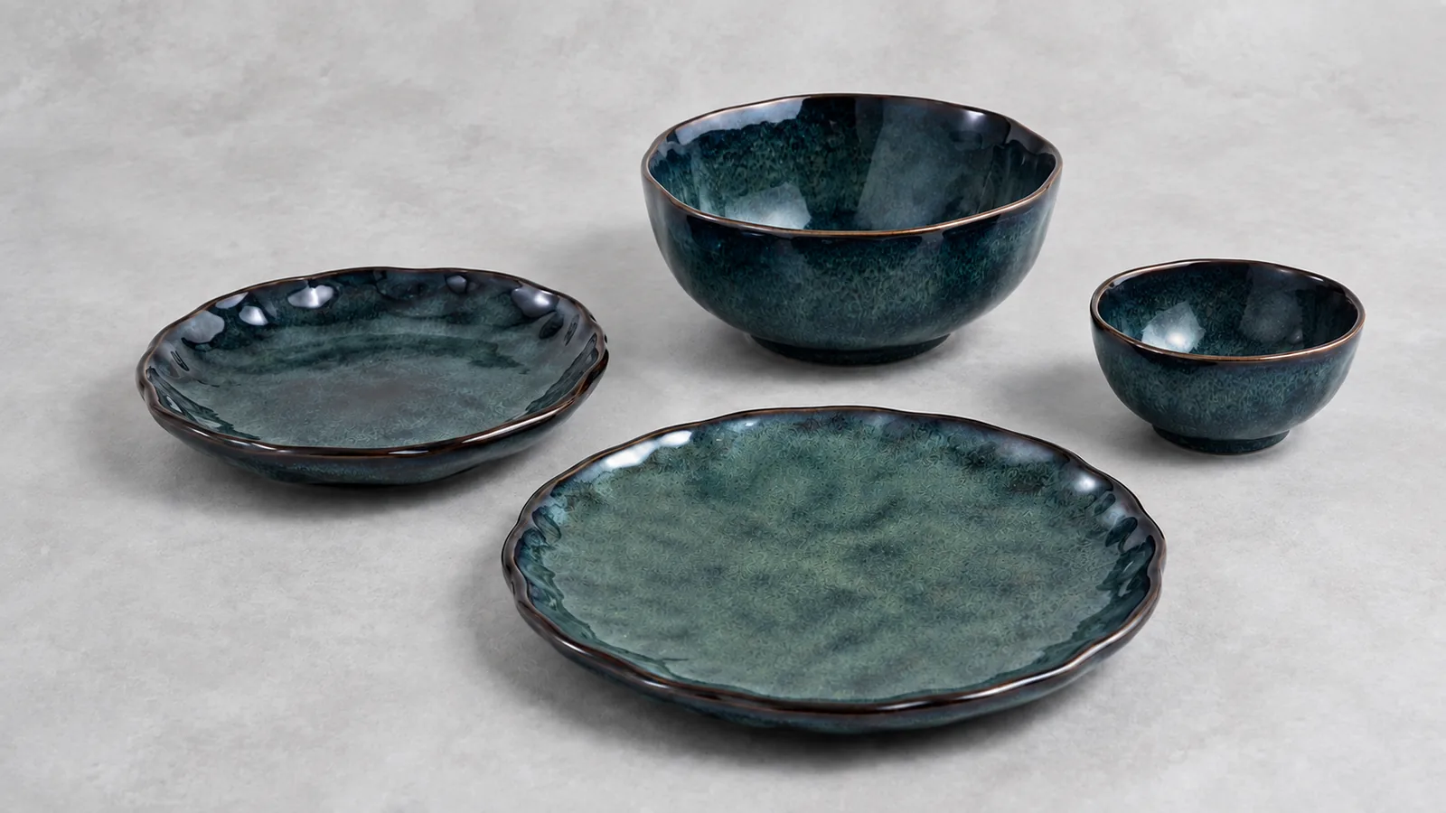 Ember Rim forms grouped on pale mineral gray