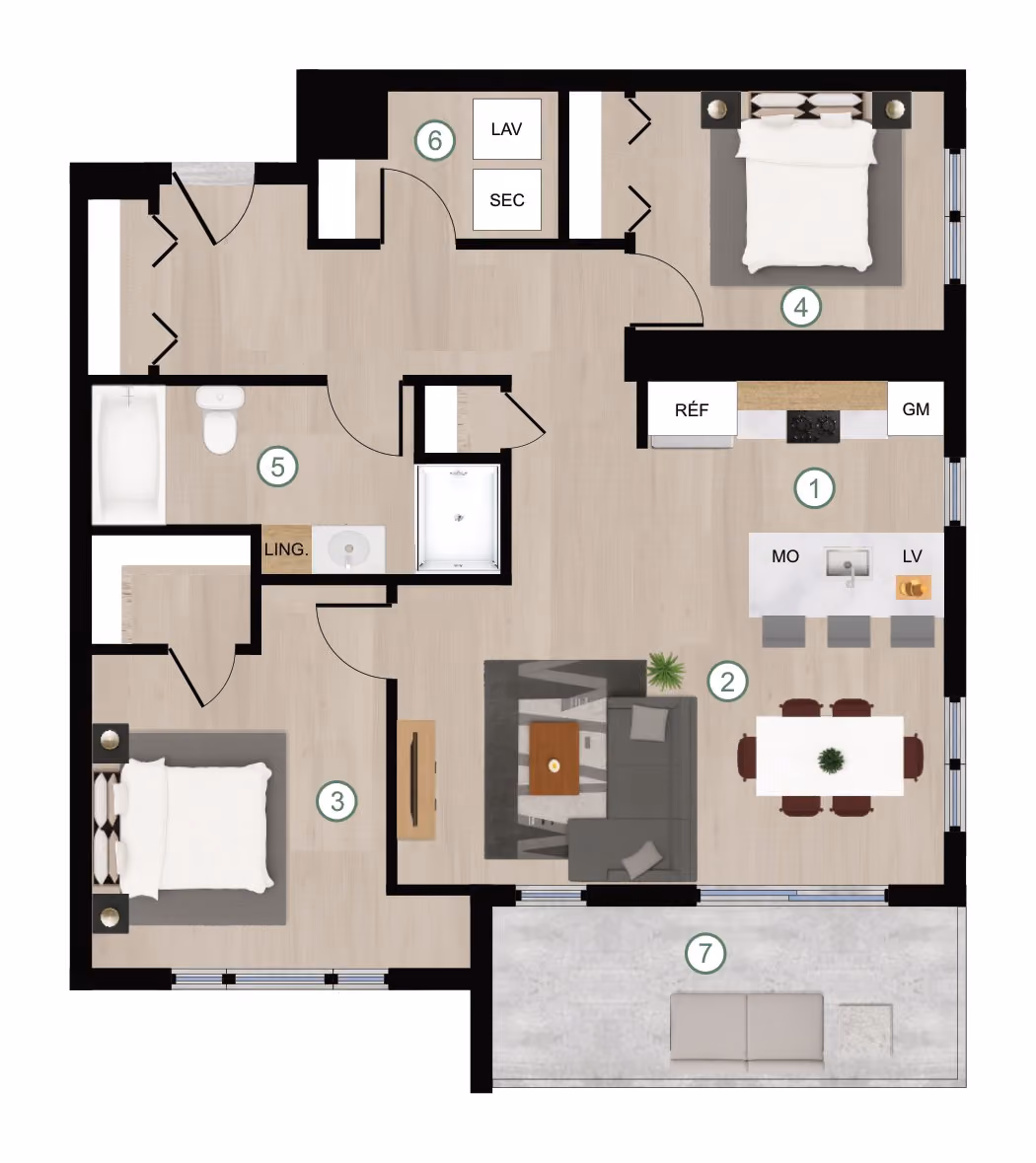 Plan d'une unité 4 ½ type A de la Cité de Lorraine