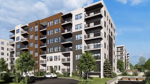 Les deux immeubles de la Cité de Lorraine au coin de l'avenue Barron, rendu 3D