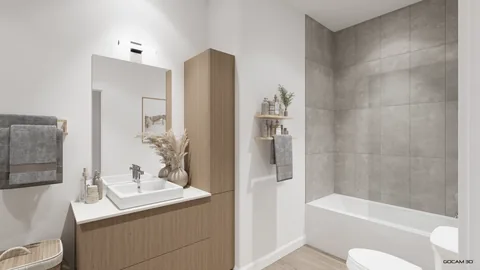 Salle de bain de l'unité C-103, un 4 ½ à la Cité de Lorraine