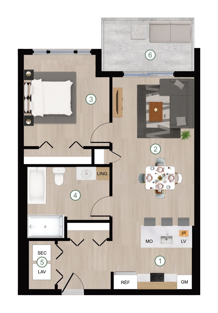 Plan de l'unité 3 ½ type E, bâtiment C, Cité de Lorraine