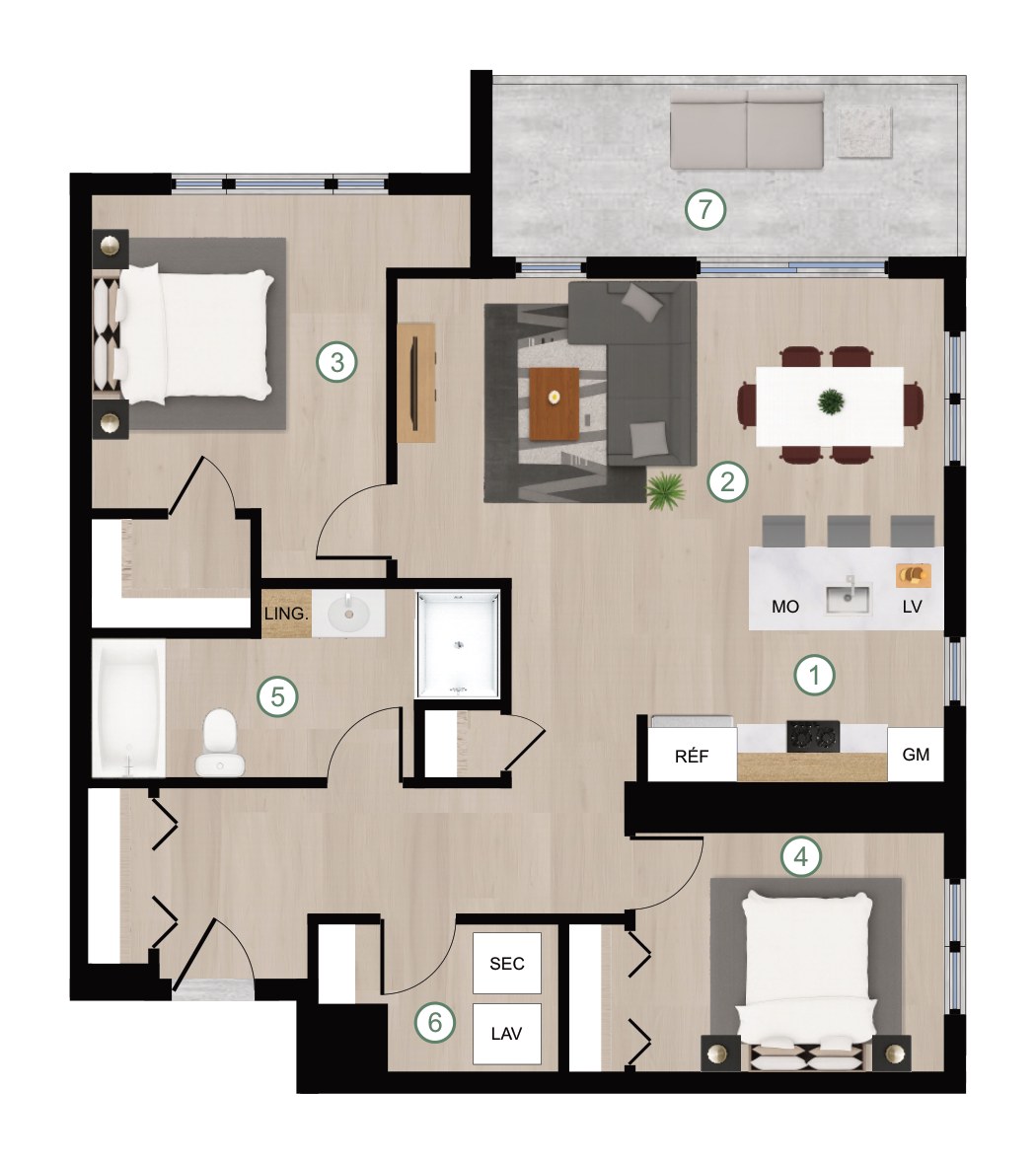 Plan de l'unité 4 ½ type B, bâtiment C, Cité de Lorraine