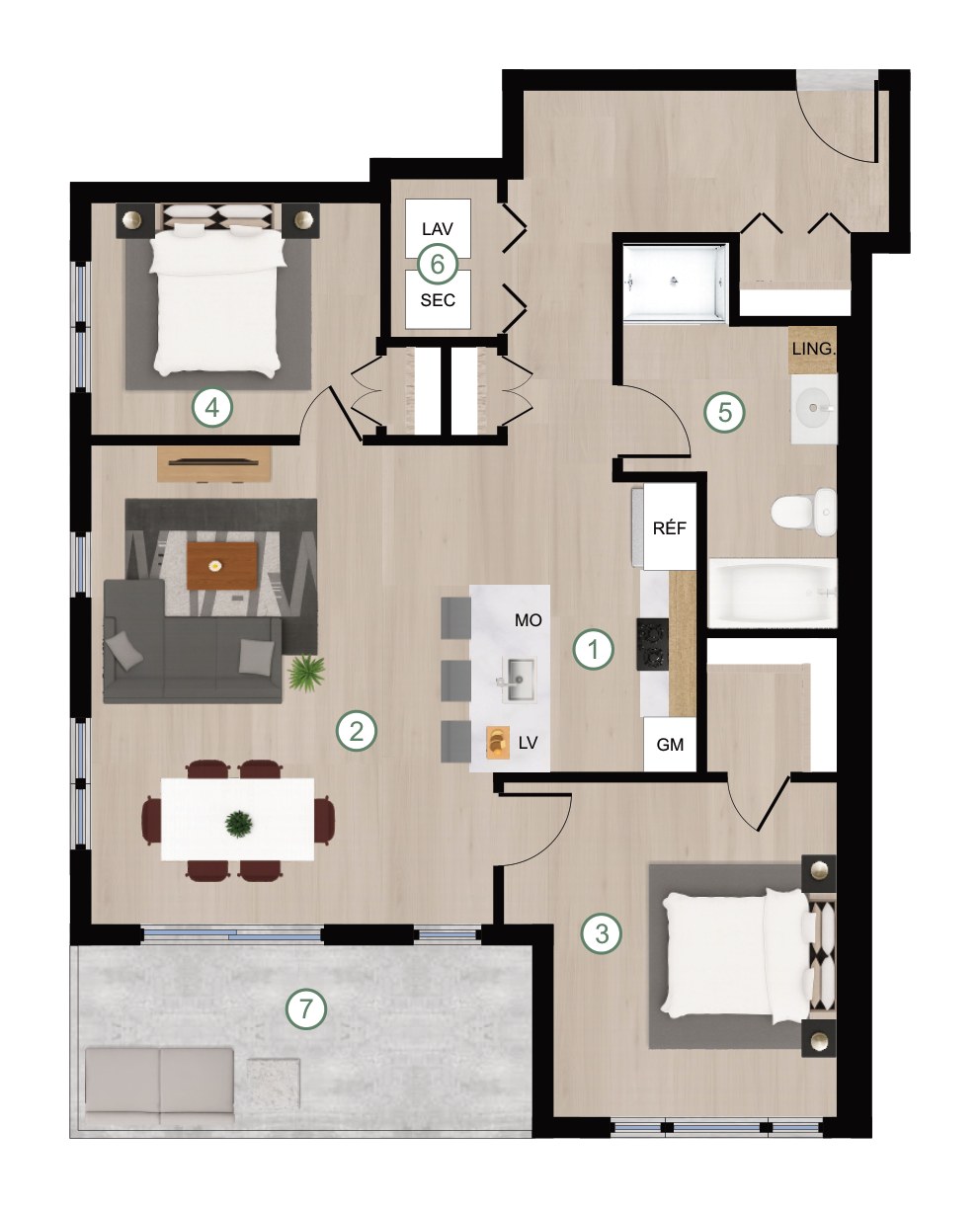 Plan de l'unité 4 ½ type E, bâtiment C, Cité de Lorraine