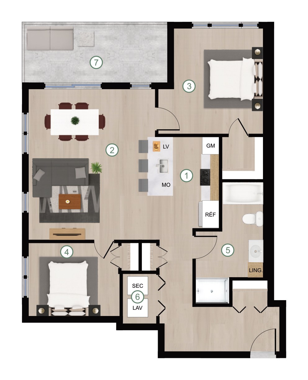Plan de l'unité 4 ½ type E, bâtiment D, Cité de Lorraine