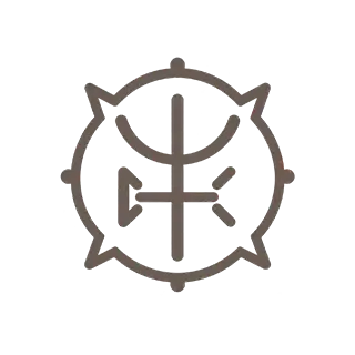 Dark gear icon with three vertical lines and horizontal bars inside on a white background.