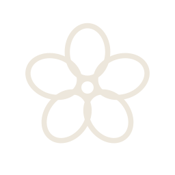Simple beige line drawing of a five-petal flower on a black background.
