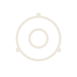 Simple icon of a circle with a smaller inner circle and three small dots evenly spaced outside.