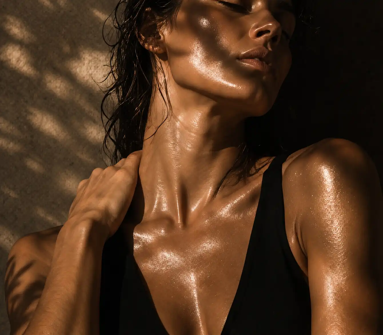 Skin and shoulder in low warm light