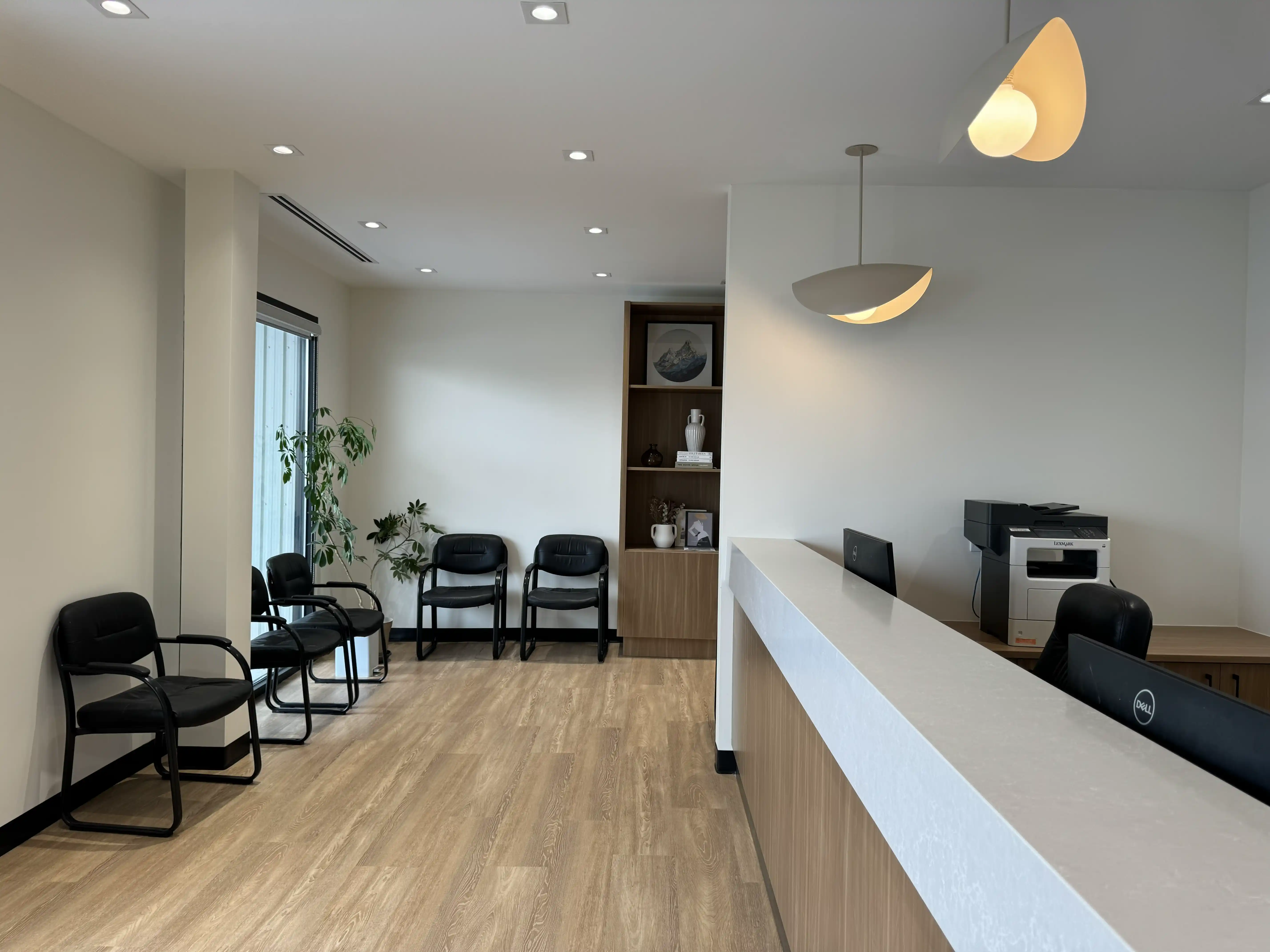 Reception and waiting area at Family Dental Care Cayuga in Cayuga, Ontario