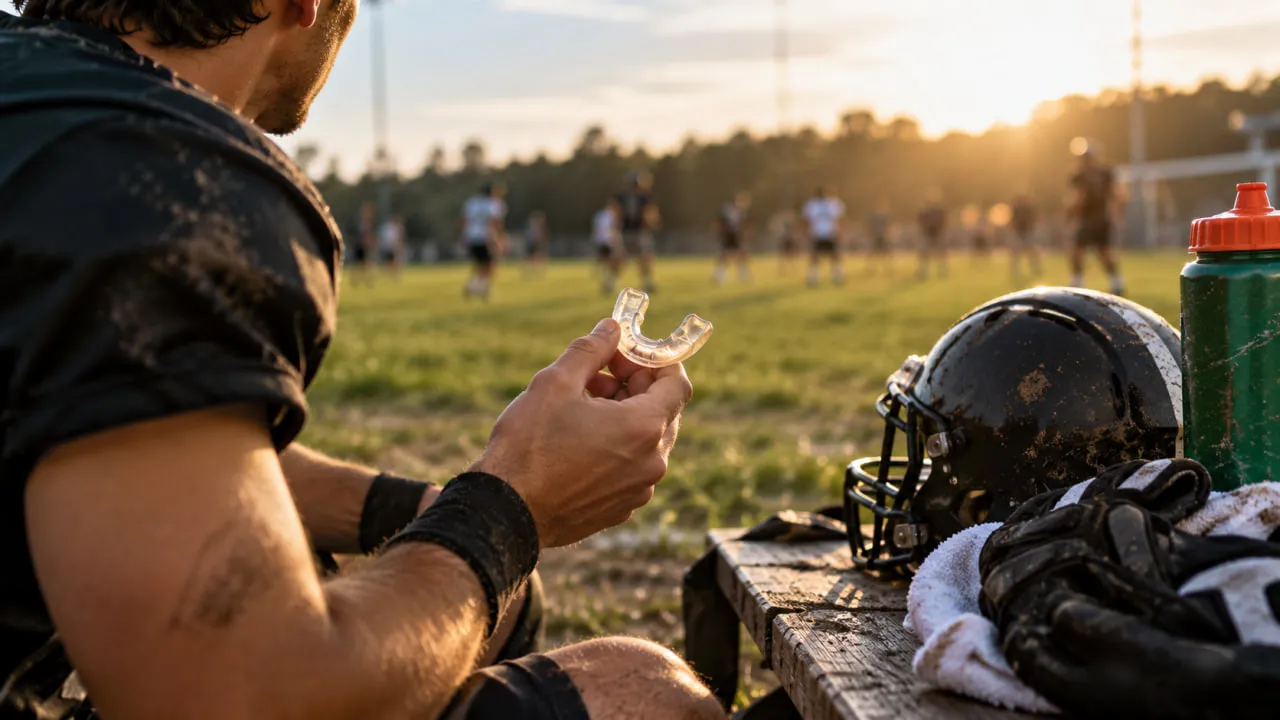 wearing a mouthguard for sport