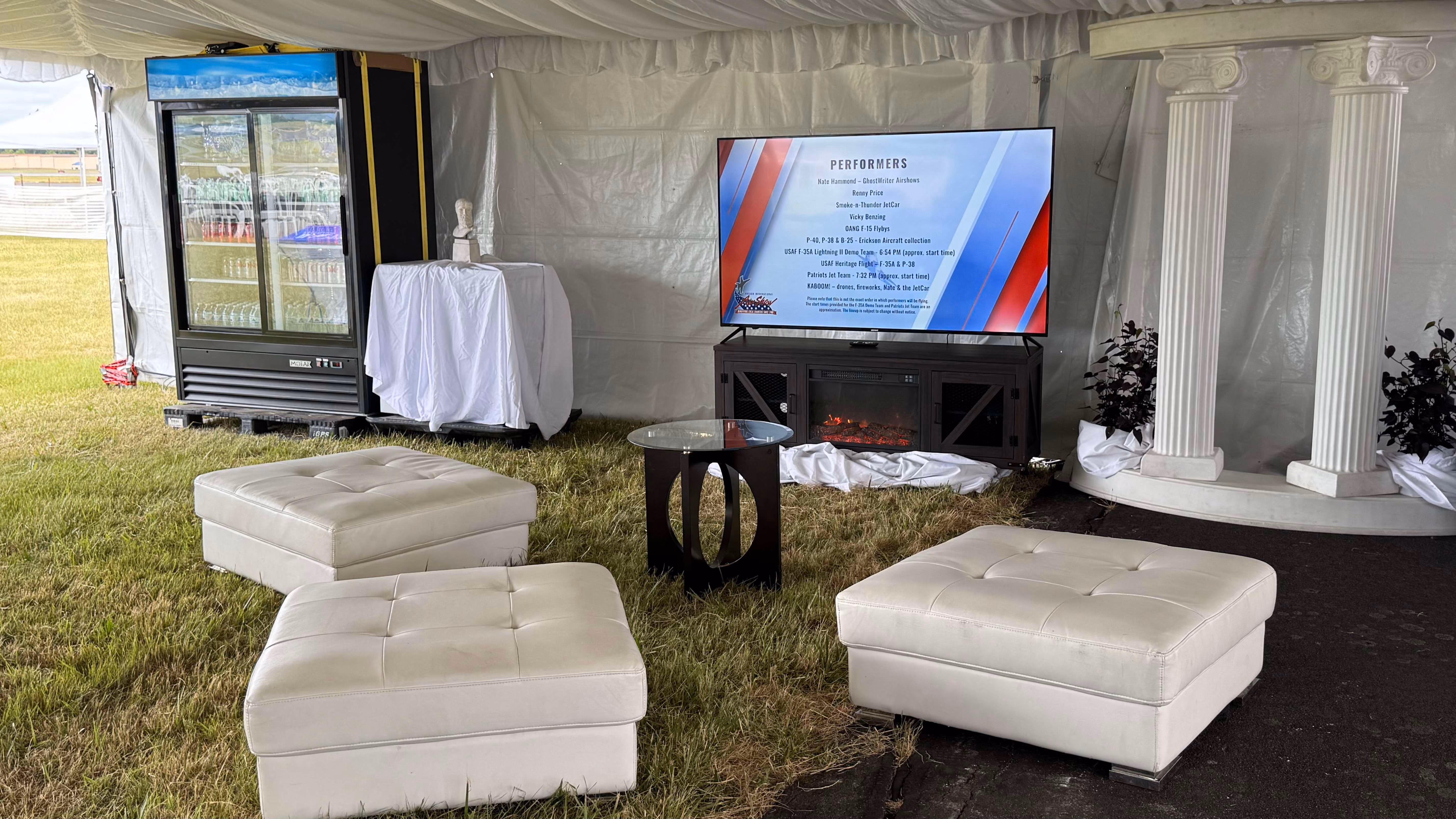 VIP seating area under tent at air show
