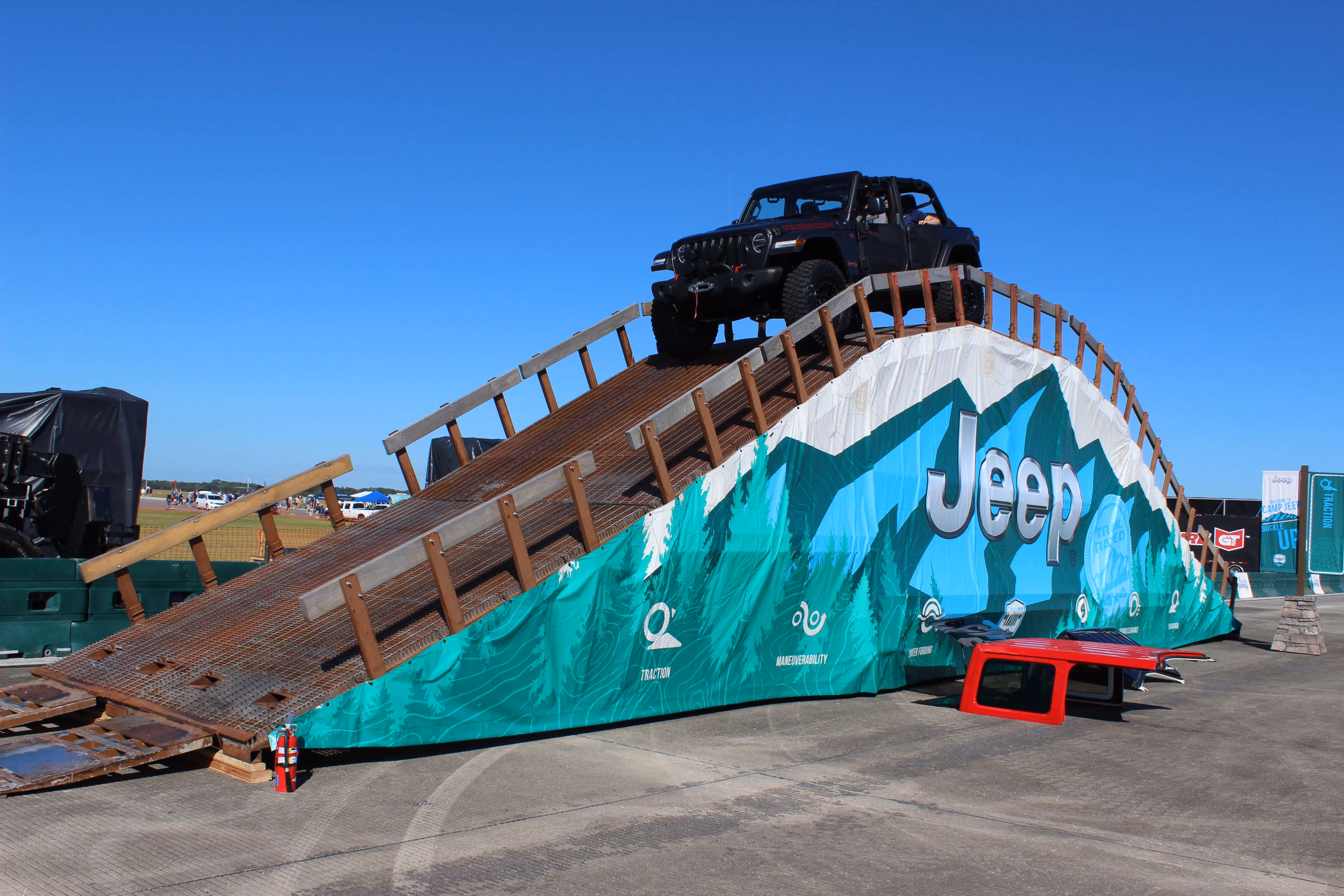 Jeep on top of Jeep mountain marketing display 