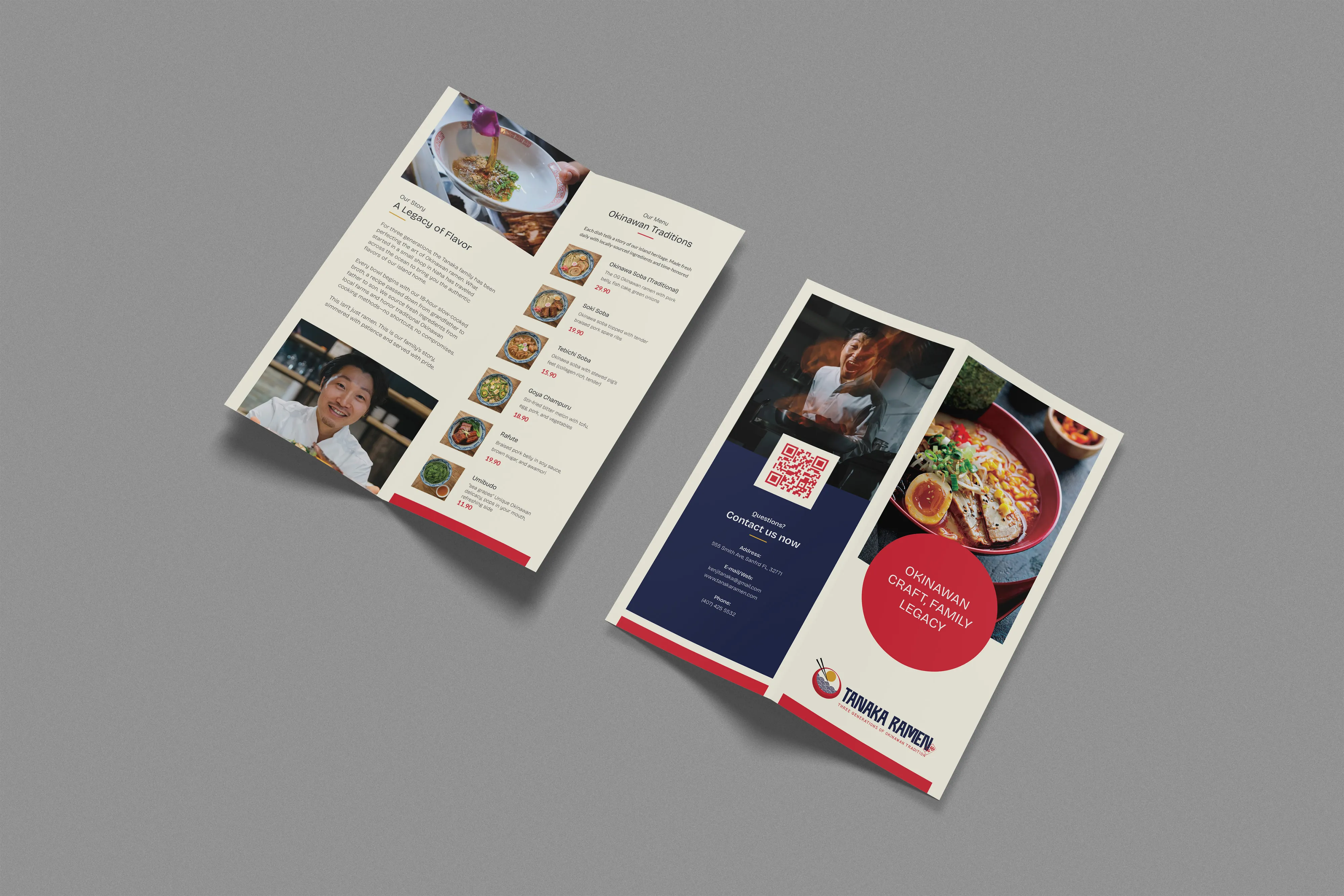 Tanaka Ramen menu mockup