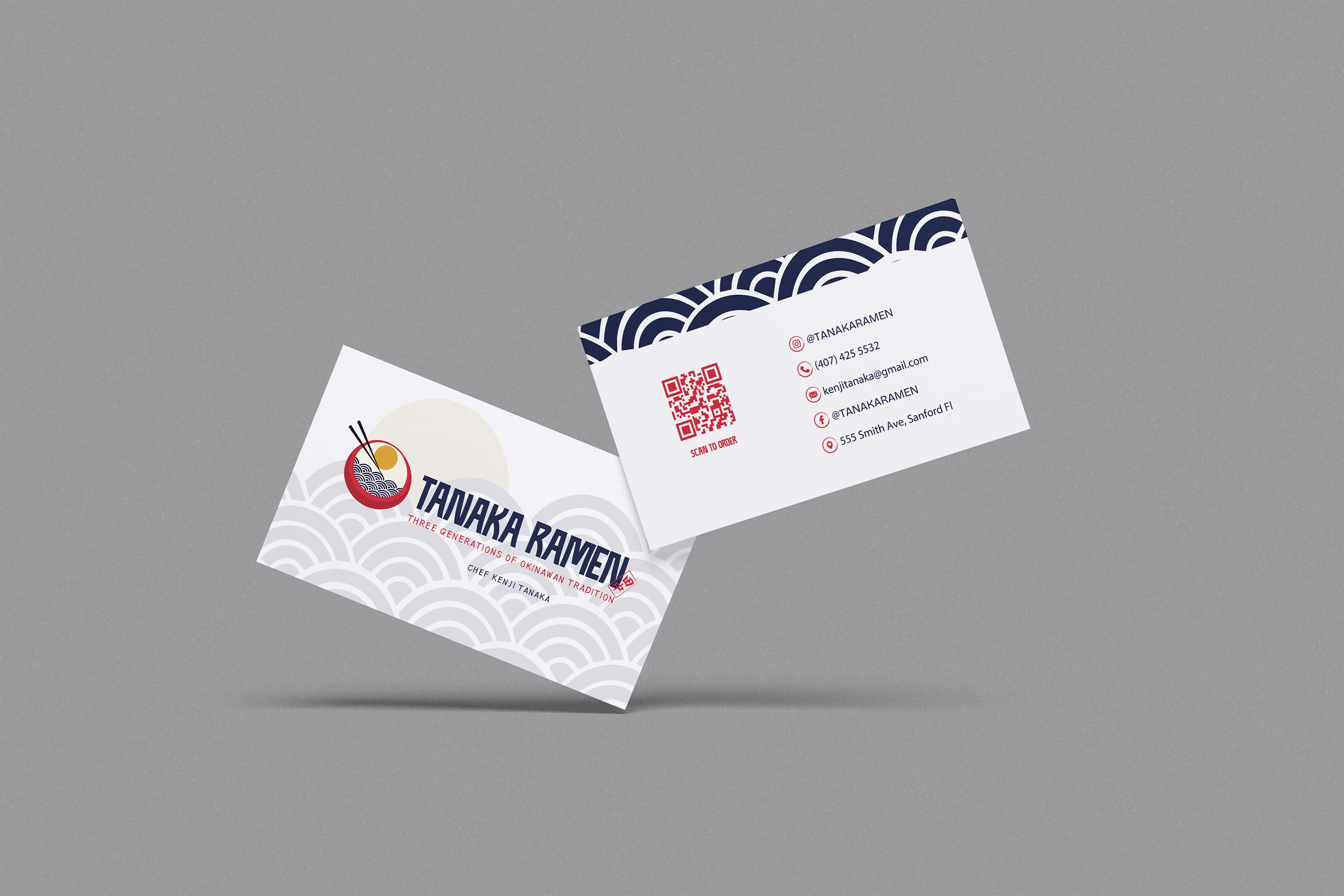 Tanaka Ramen business card mockup