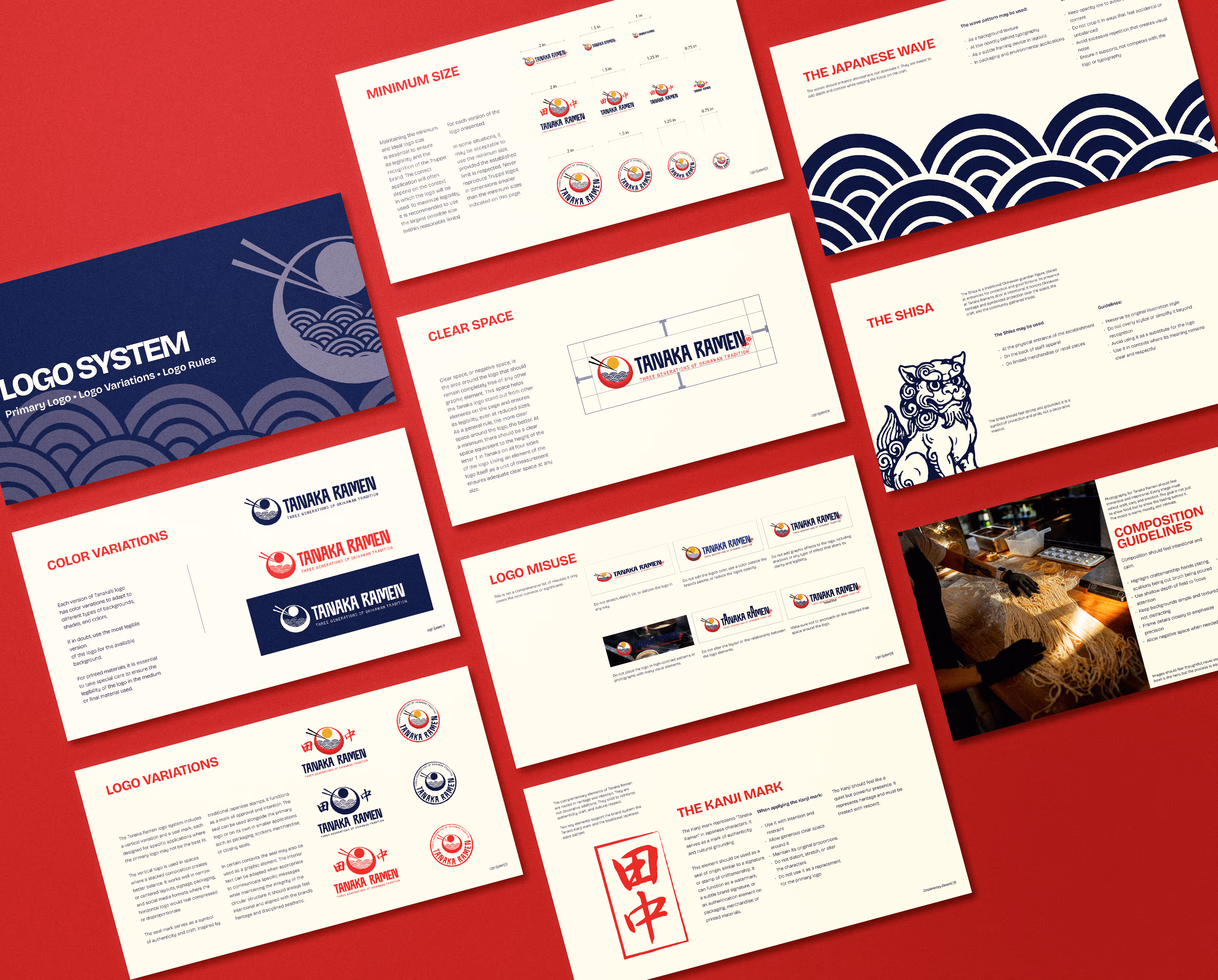 Tanaka Ramen brand guidelines mockup