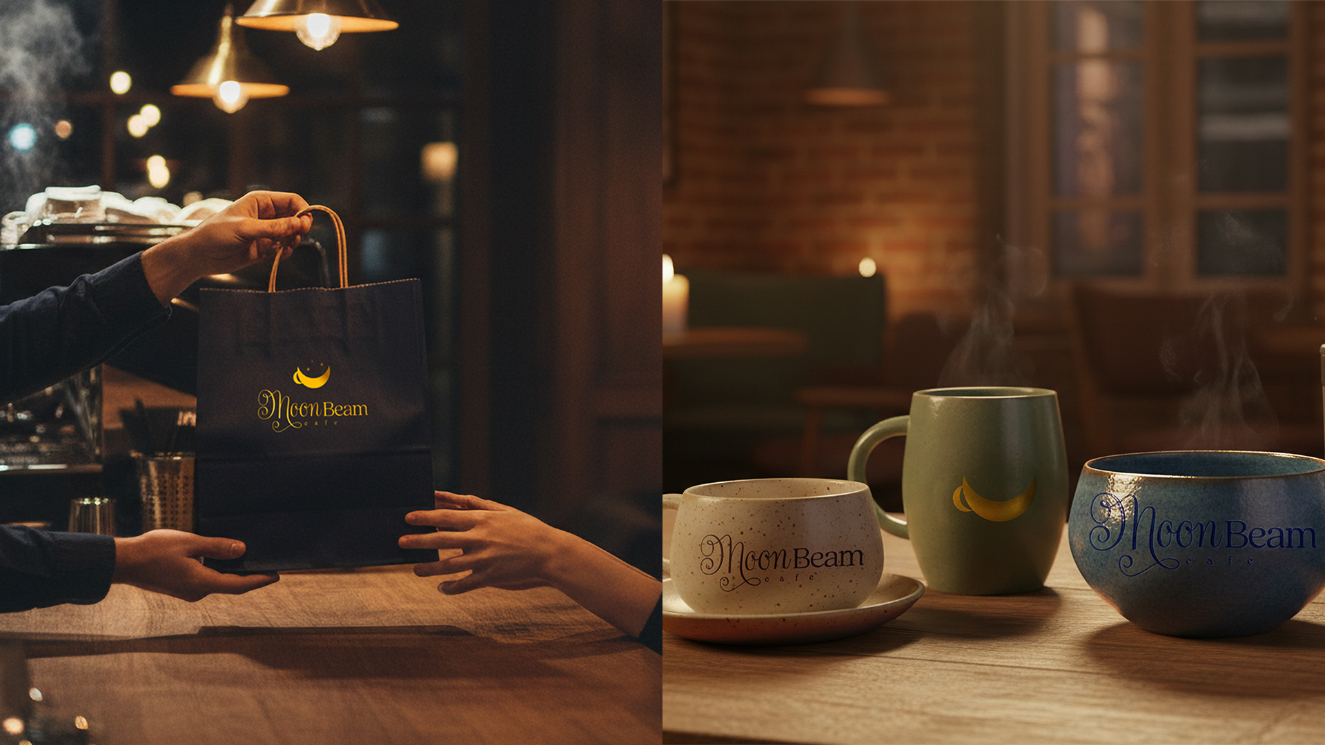 MoonBeam Cafe brand mockup