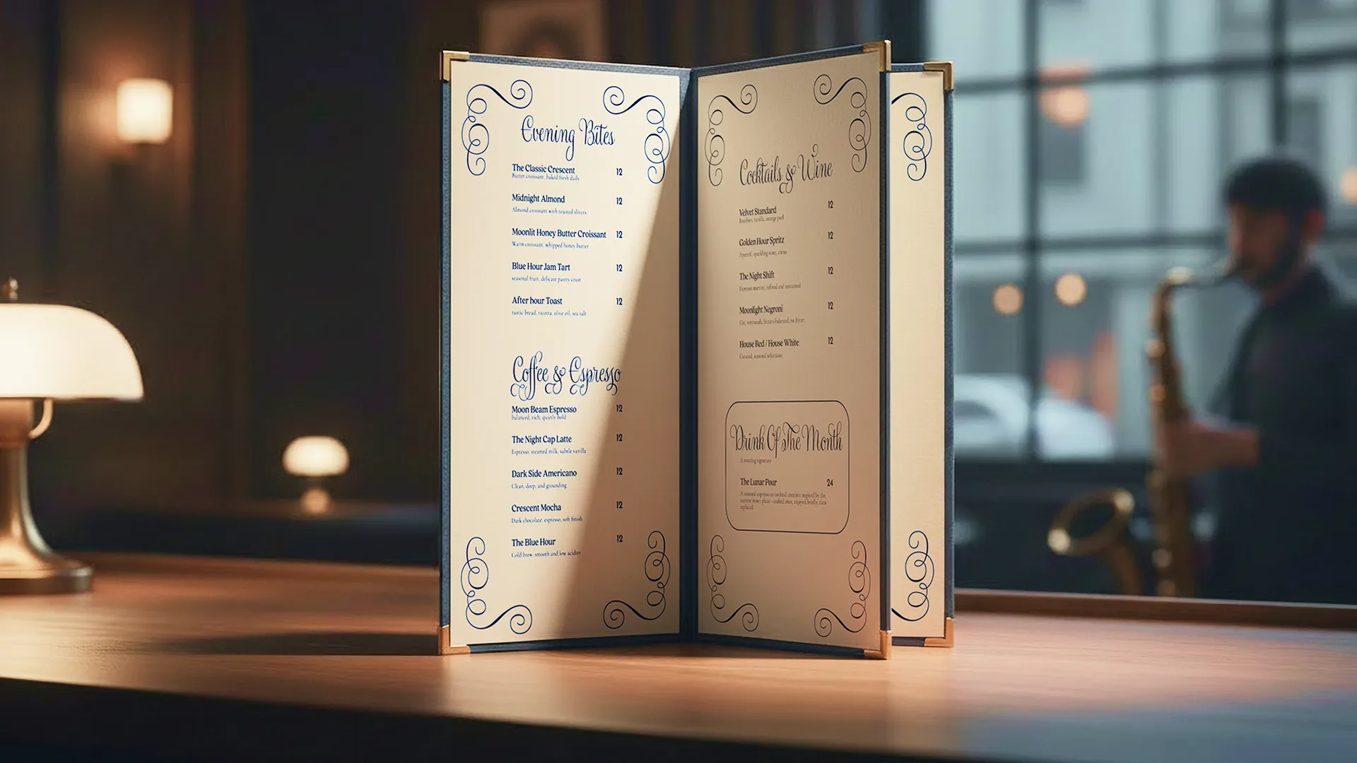 MoonBeam Cafe brand mockup