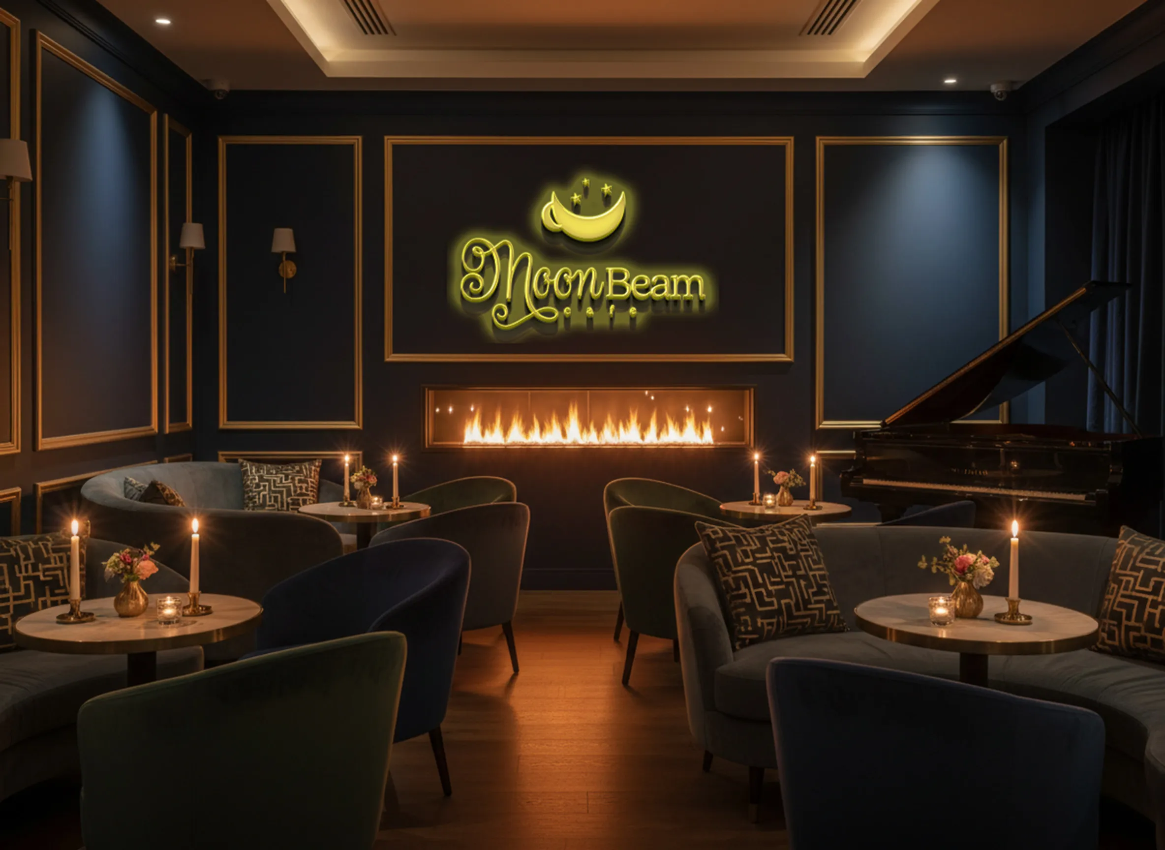 MoonBeam Cafe brand mockup