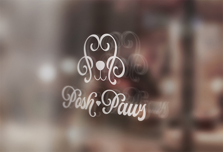 Posh Paws storefront window signage mockup