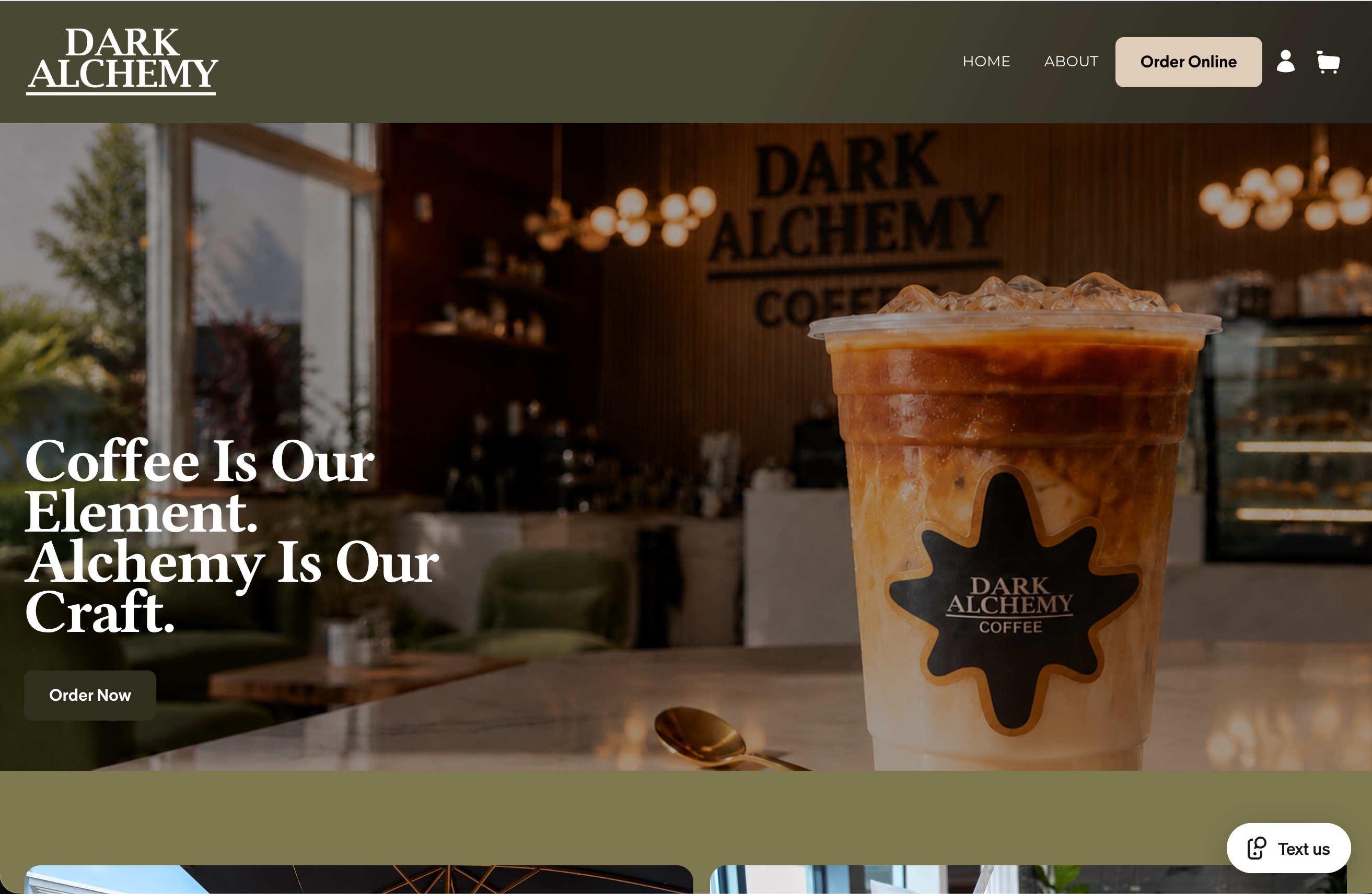 Dark Alchemy Coffee website after redesign