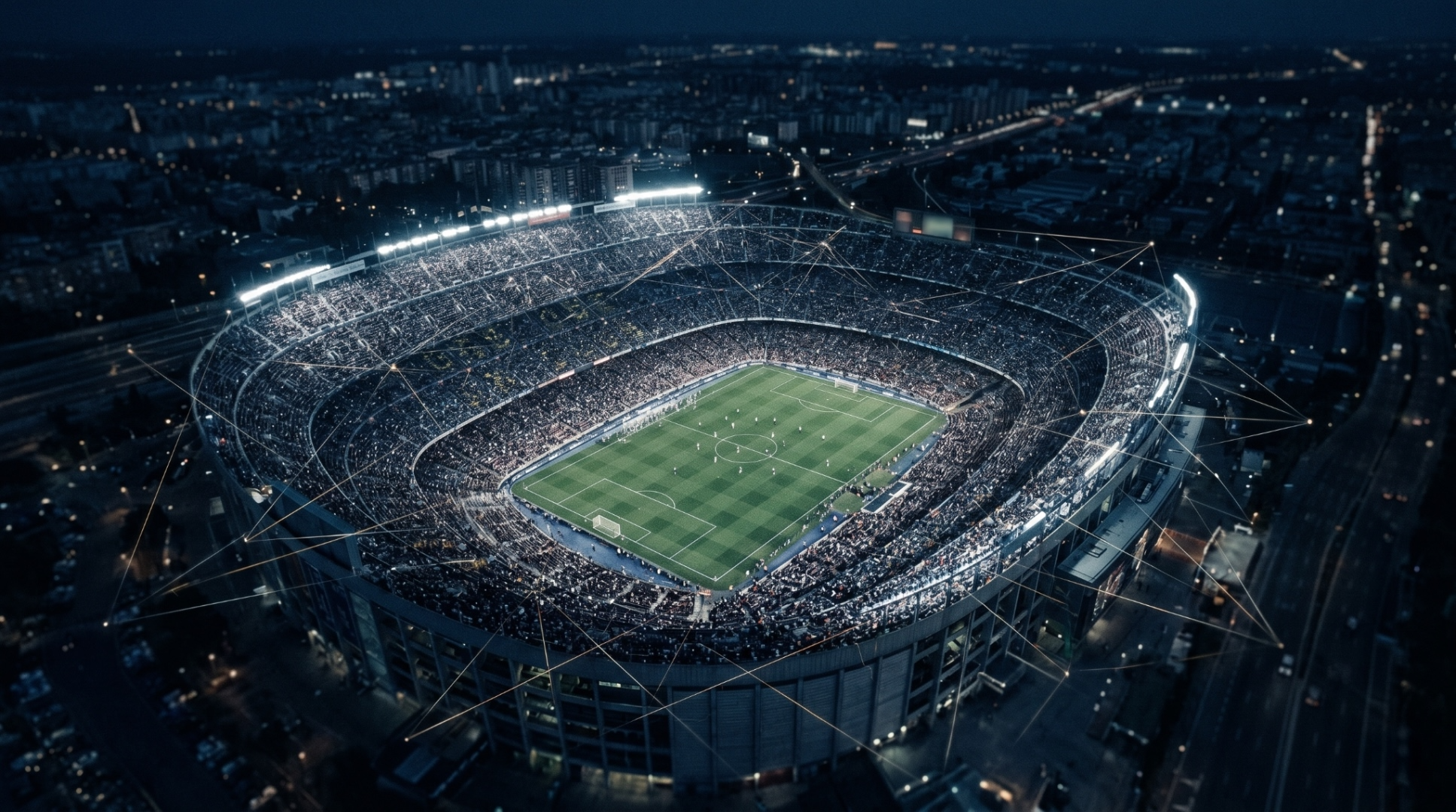 Illuminated stadium at night