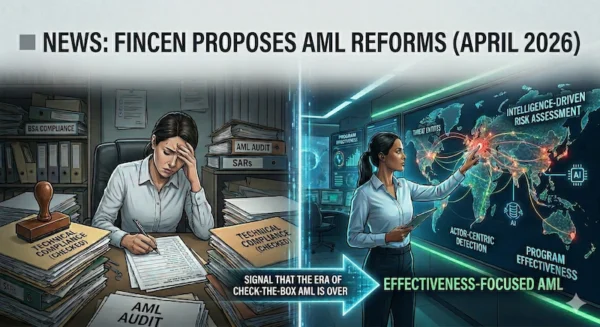 Illustration of a compliance officer overwhelmed at a desk