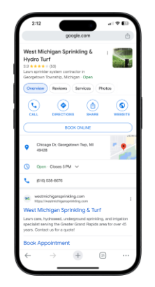 Real Google Business Profile with Routezilla booking option