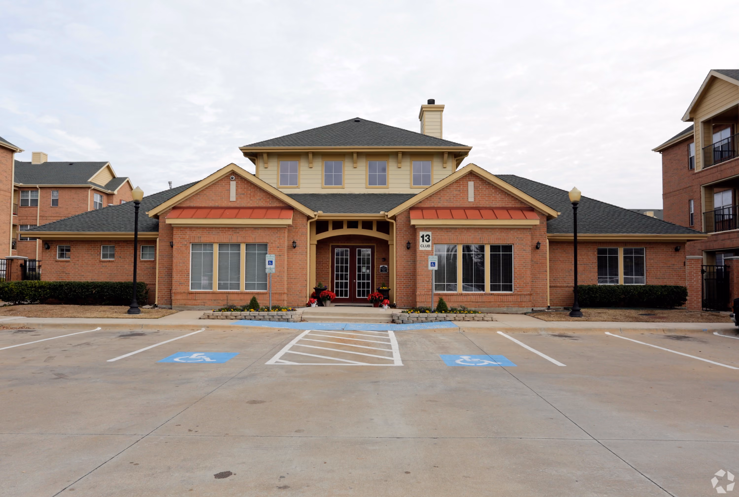 Exterior of community building with bricks