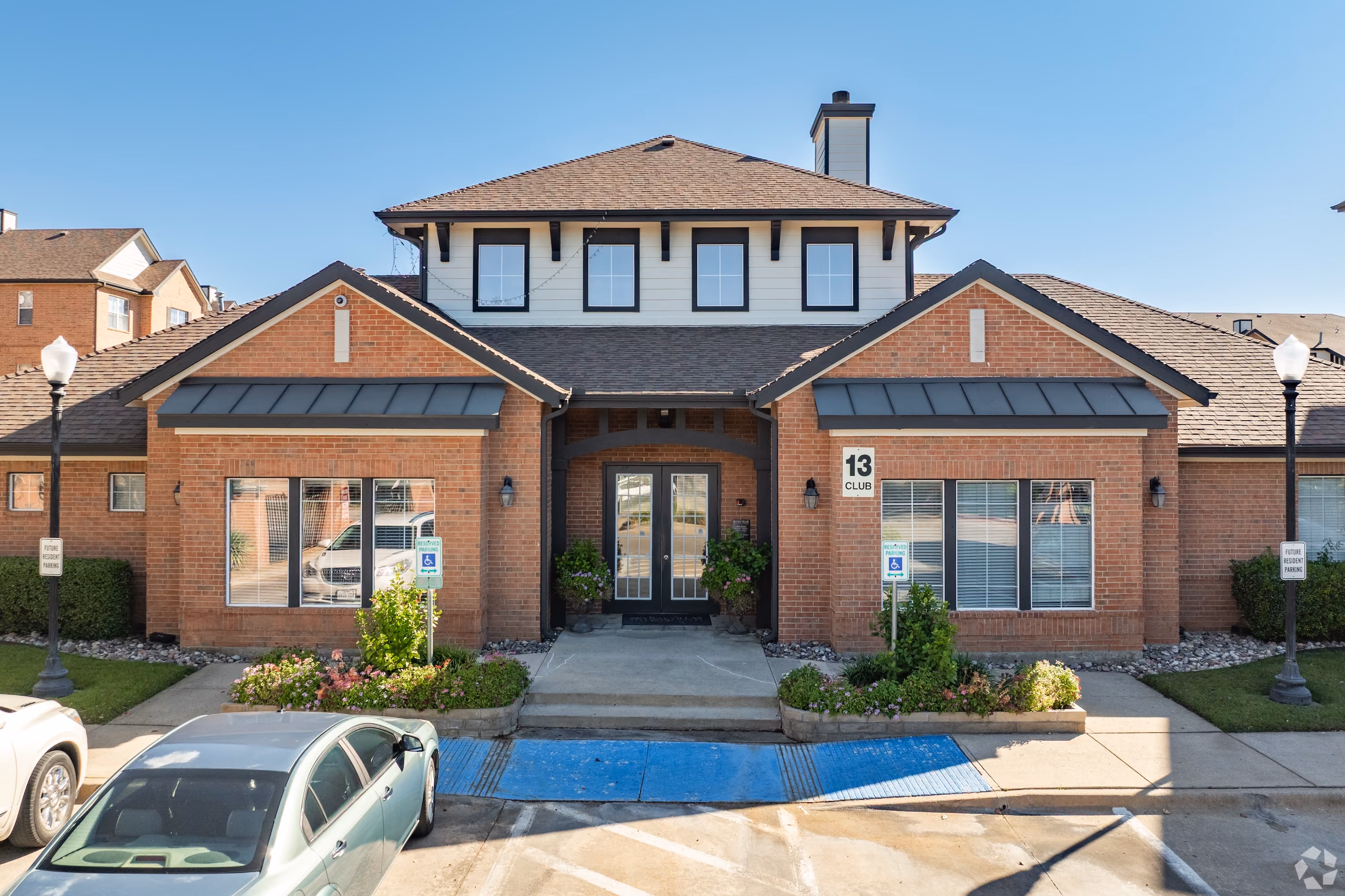 Exterior of community building with bricks