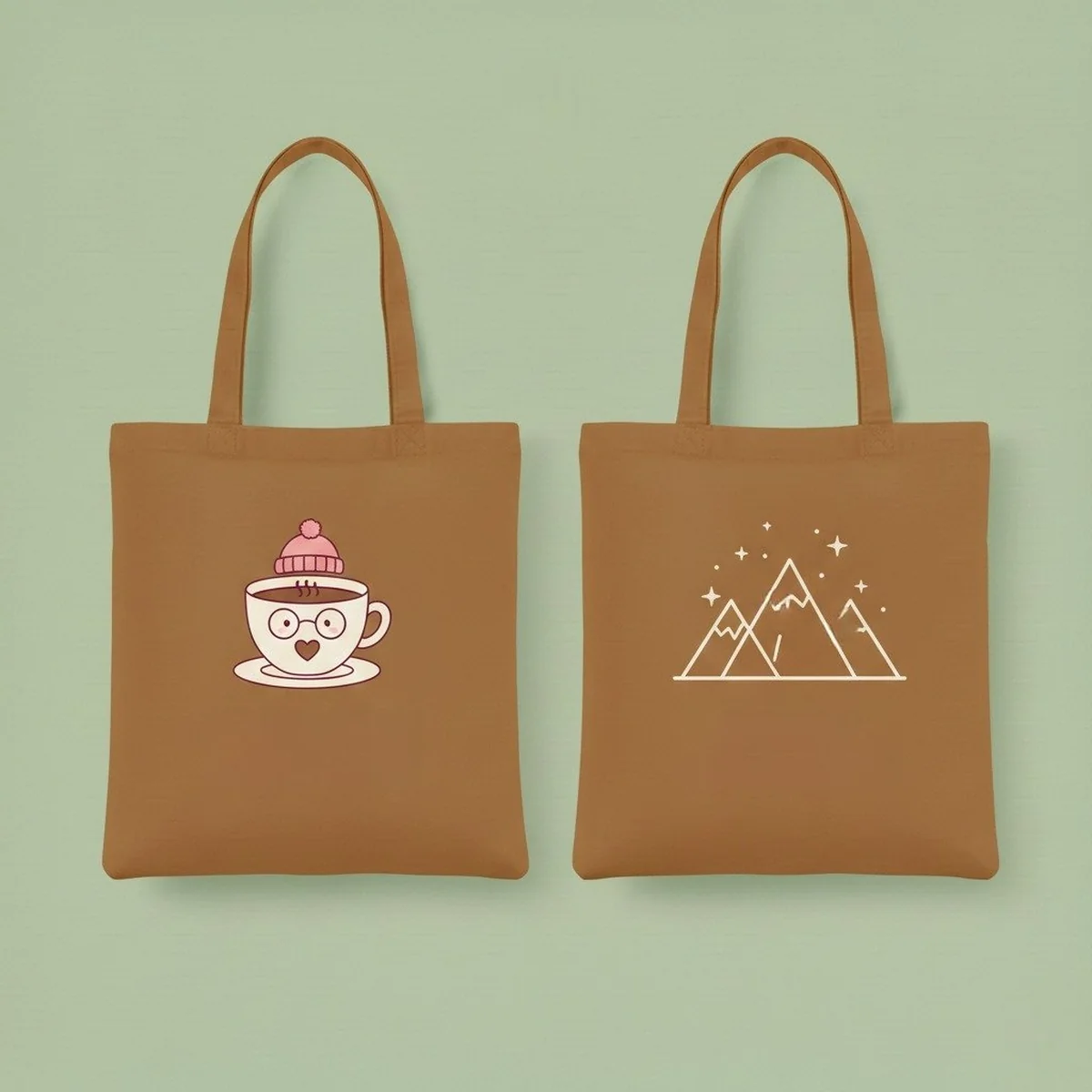 Screen-printed recycled cotton tote bags