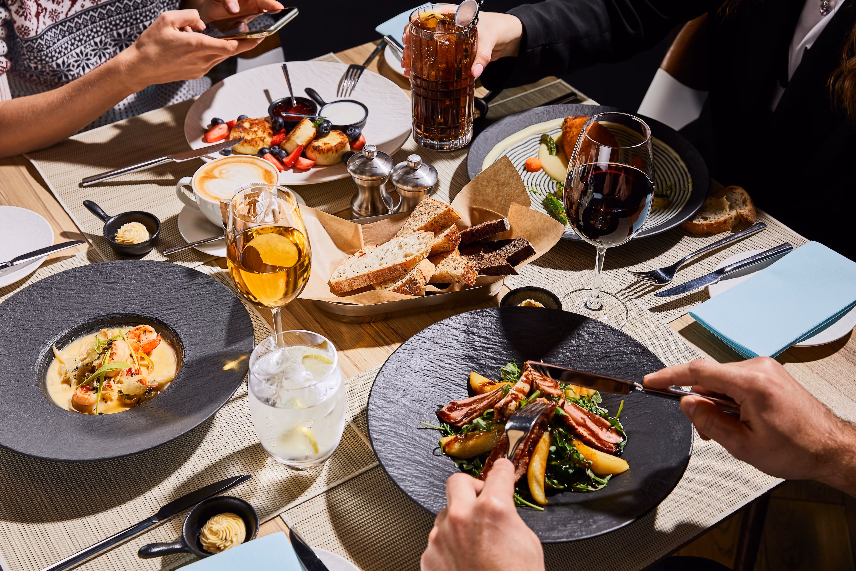 Eating at dinner table stock image