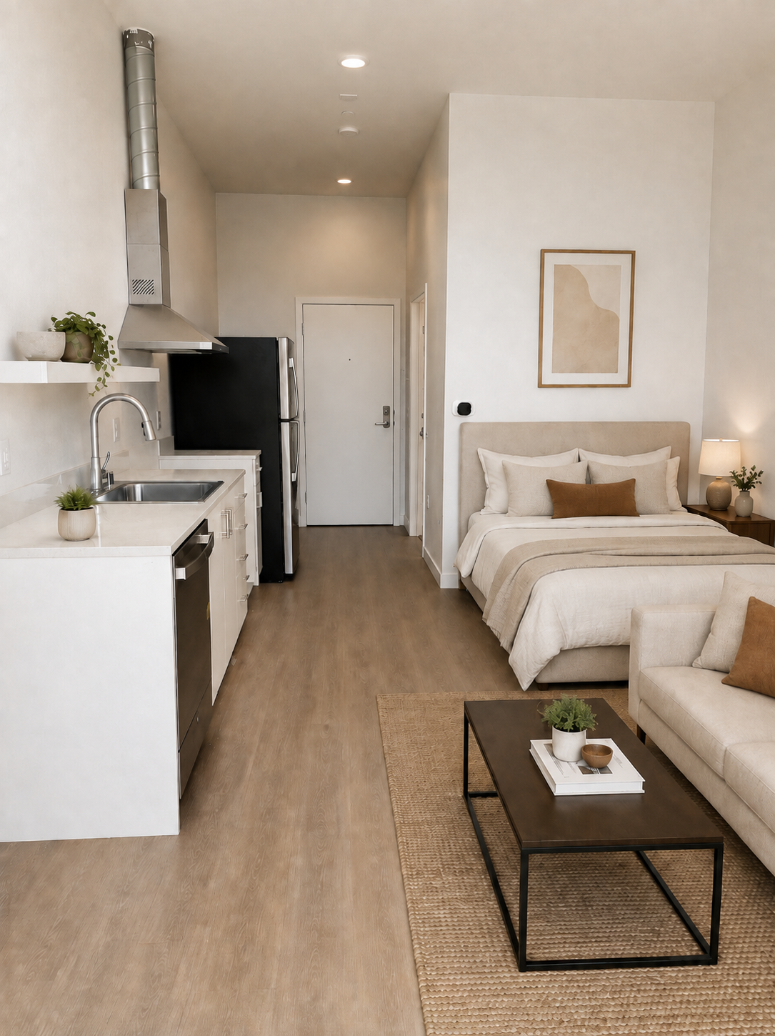 Casita Sol at Esperanza - kitchen, sleeping and living areas