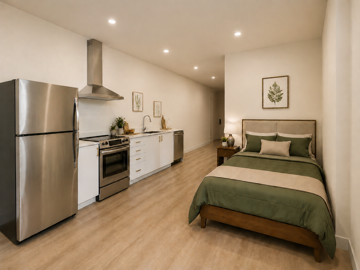 Kitchen and sleeping area
