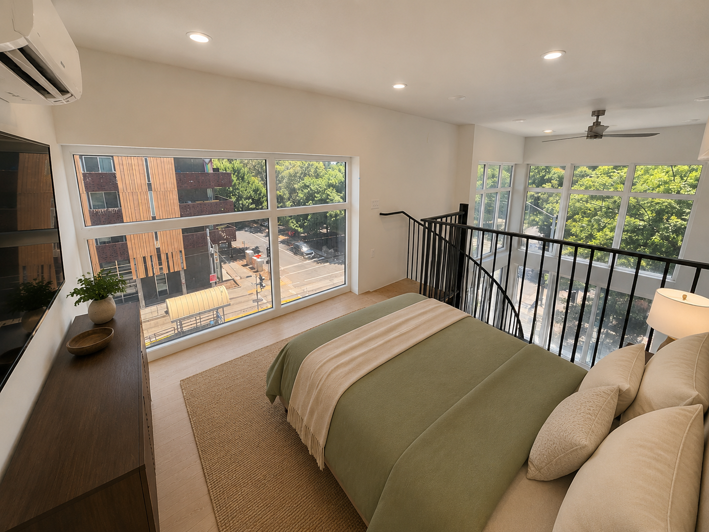 Mezzanine bedroom above the living area