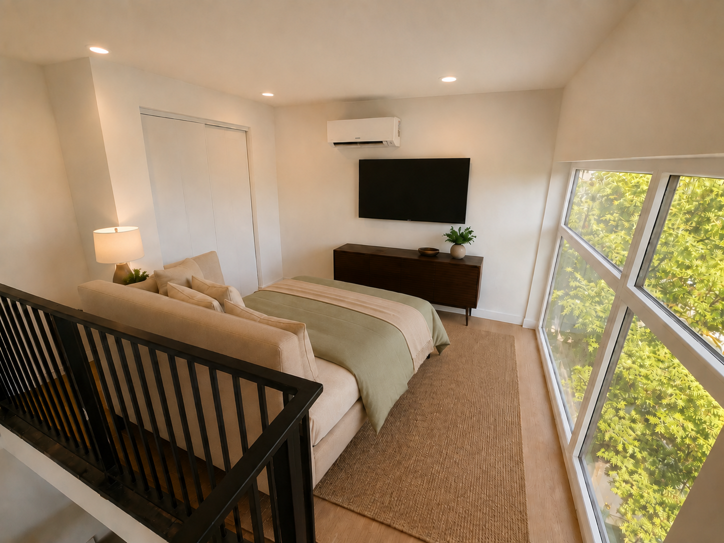 Living area and kitchen